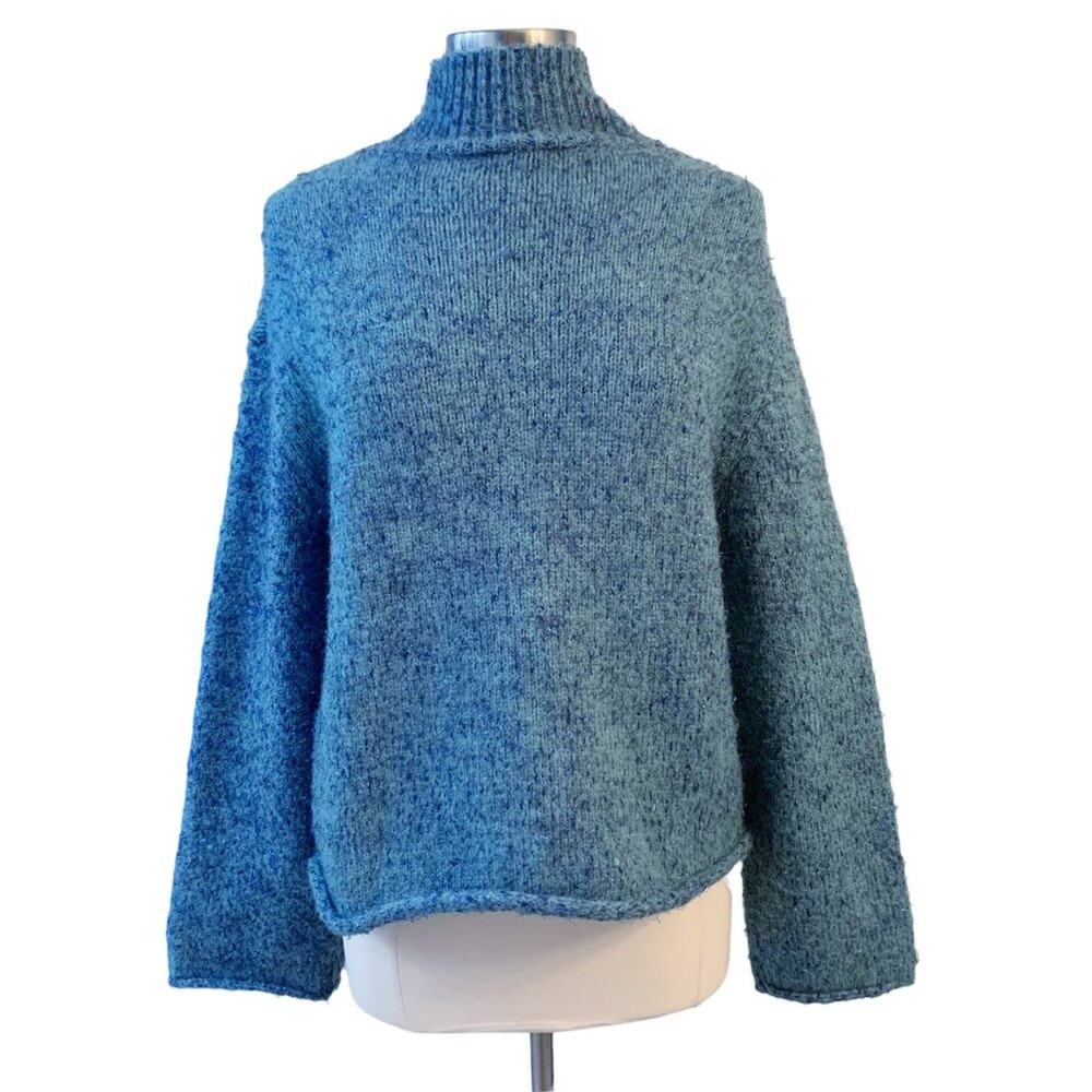 Anthropologie Moth Blue Sparkly Knit Sweater XS
